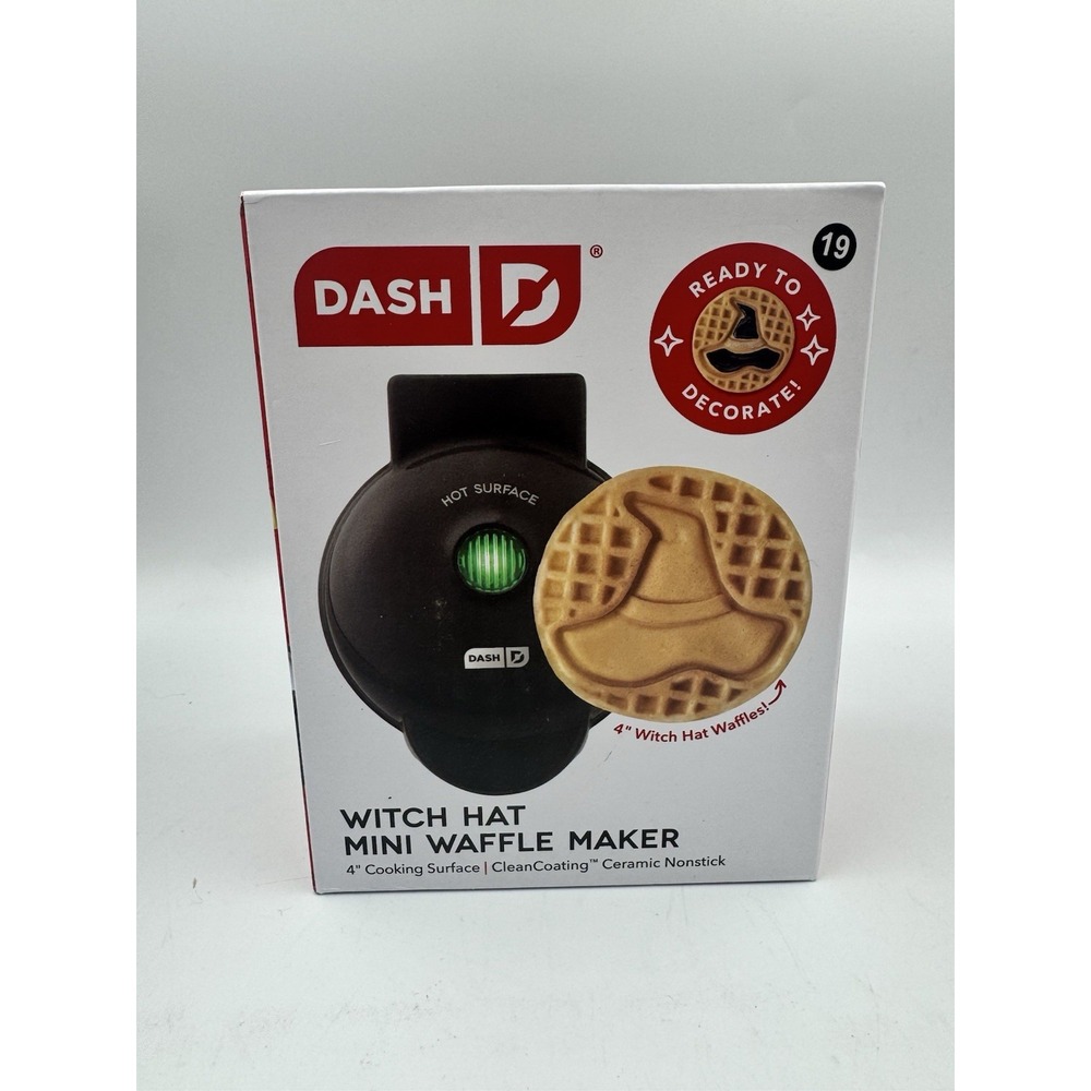 NIB Dash Ready To Decorate Witch Hat Mini Waffle Maker New Sealed